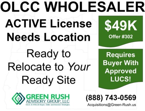 OLCC RECREATIONAL CANNABIS WHOLESALER LICENSE FOR SALE, OFFER #302