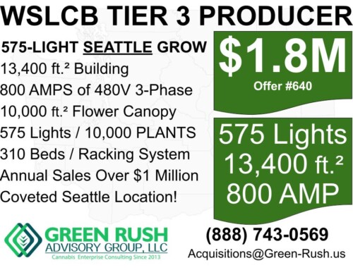 575-Light Seattle I-502 / WSLCB Tier 3 Producer For Sale, Offer #640