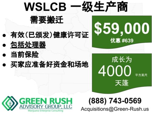 i-502 / WSLCB 一级大麻生产商 / 加工商执照出售，报价 #639
