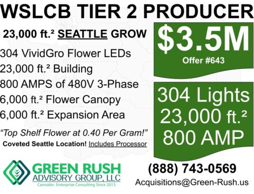 304-Light Seattle I-502 / WSLCB Tier 2 Producer/Processor For Sale, Offer #643