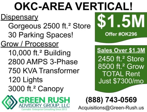 OKC Area OMMA Vertical with Cannabis Dispensary, Grow, Processor For Sale, Offer #OK296