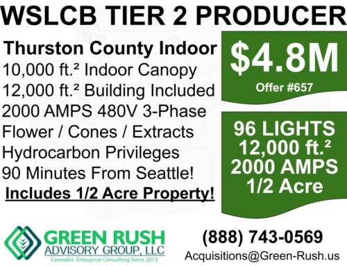 96-LIGHT THURSTON COUNTY I-502 / WSLCB TIER 2 P/P AND COMMERCIAL PROPERTY FOR SALE, OFFER #657