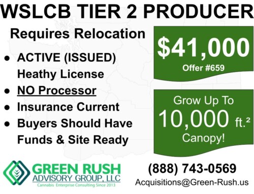 Washington I-502/WSLCB Tier 2 Cannabis Producer License For Sale, Offer #659